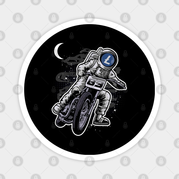 Astronaut Motorbike Litecoin Lite Coin LTC To The Moon Crypto Token Cryptocurrency Wallet Birthday Gift For Men Women Kids Magnet by Thingking About